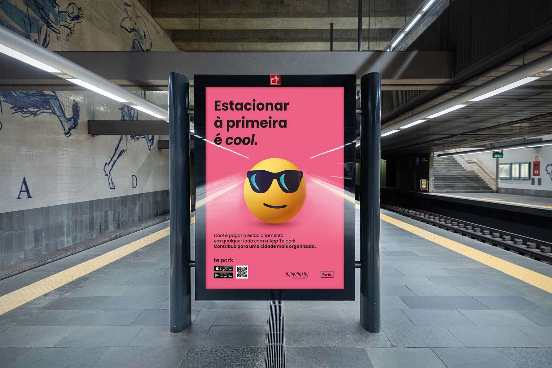 Telpark campaign - mupi on subway station